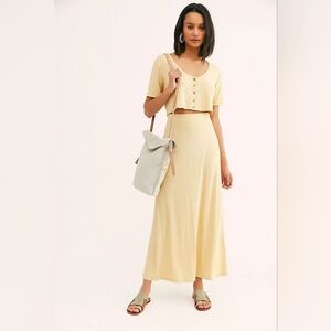 Free People Beach Gloral Ribbed Skirt Set Size S